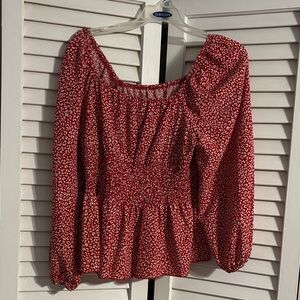 SHEIN Red Patterned Blouse